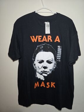 Men’s Black 'Wear A Mask' Graphic T-Shirt Halloween